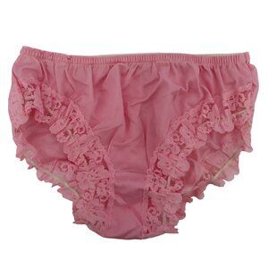 VTG Fitzgerald Women 7 Flower Lace Trim Panty All Nylon Solid Pink NEW No Tags